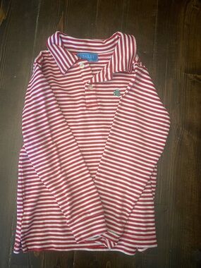J. Baileys Red & White Striped Long Sleeve Polo